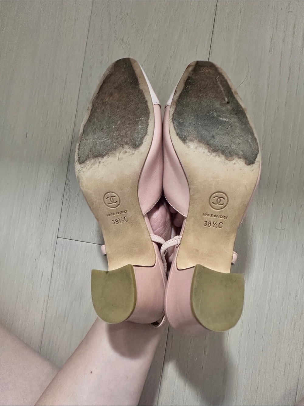 CHANEL Blush and Pale Pink Two-Tone Slingback Flats - Picture 3 of 4